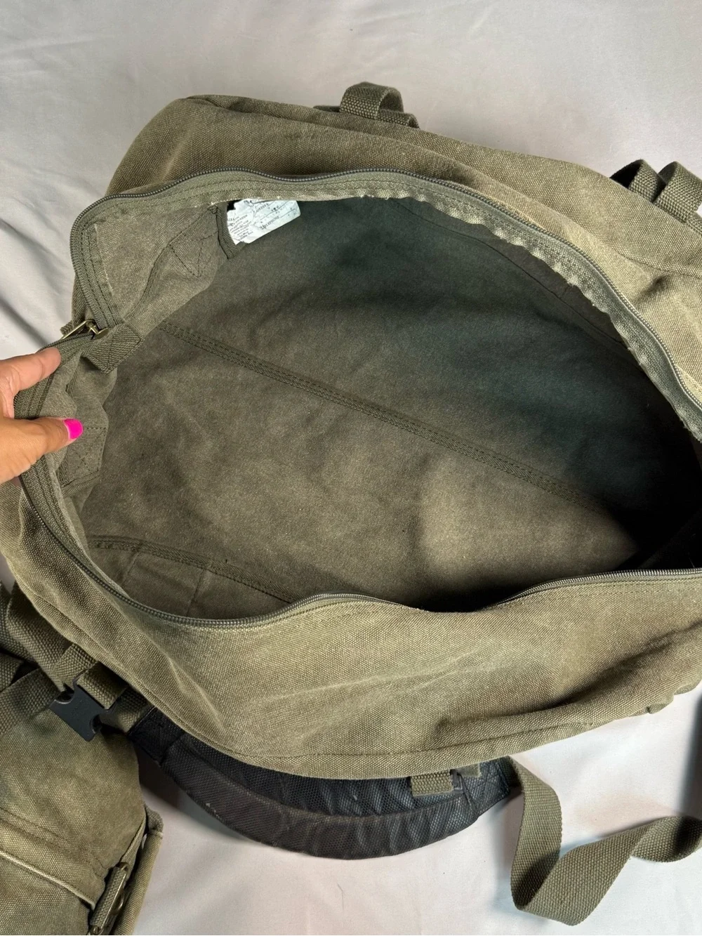 L.L. Bean Olive Canvas Duffel Bag Duo